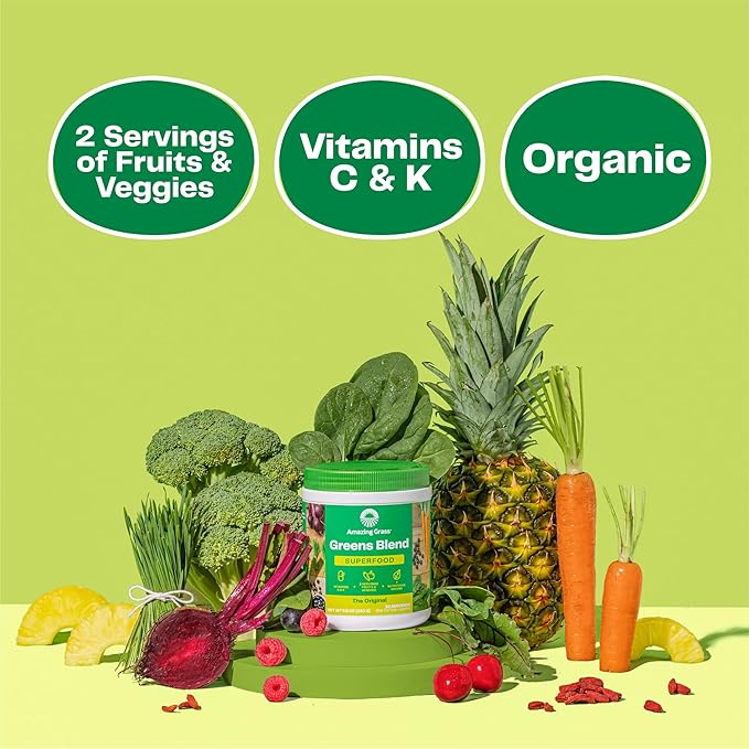 Amazing Grass Greens Blend Superfood: Super Greens Powder Smoothie Mix for Boost Energy, 30 Servings & Nature Fuel Power Beets Powder, Beet Root Powder, Support Natural Energy, 30 Servings