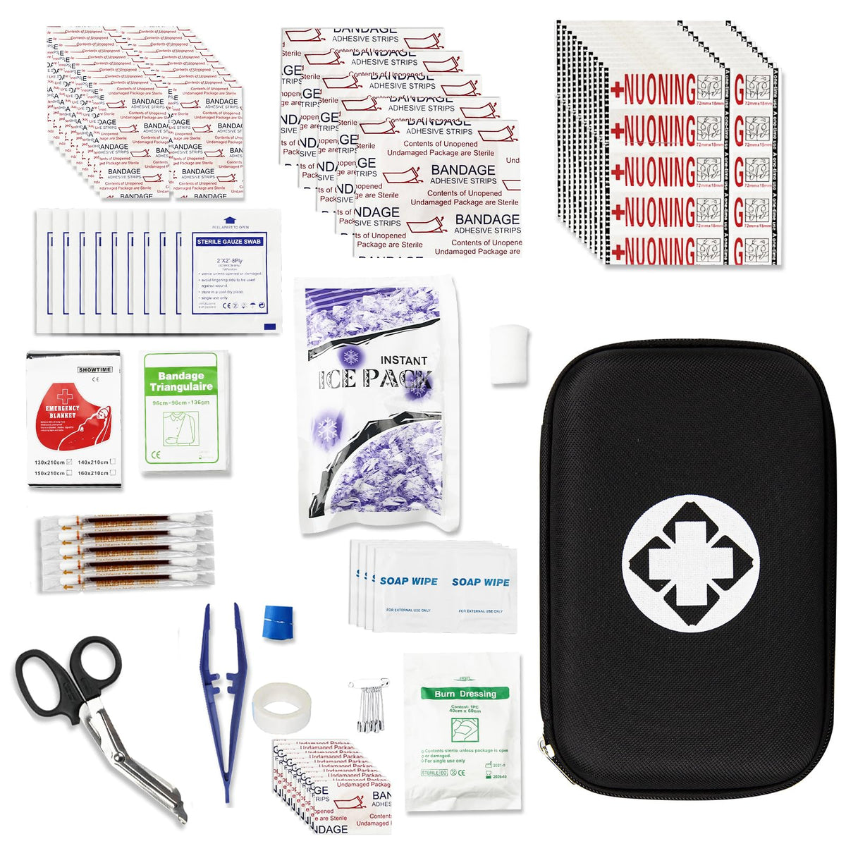 276Pcs First-Aid Kit Emergency-Kit Home-Car - First Aid Kits Emergency Kit Home Essentials for Dorm Room First-Aid Kit Emergency Necessities for Boat Hiking Skating, Black YIDERBO