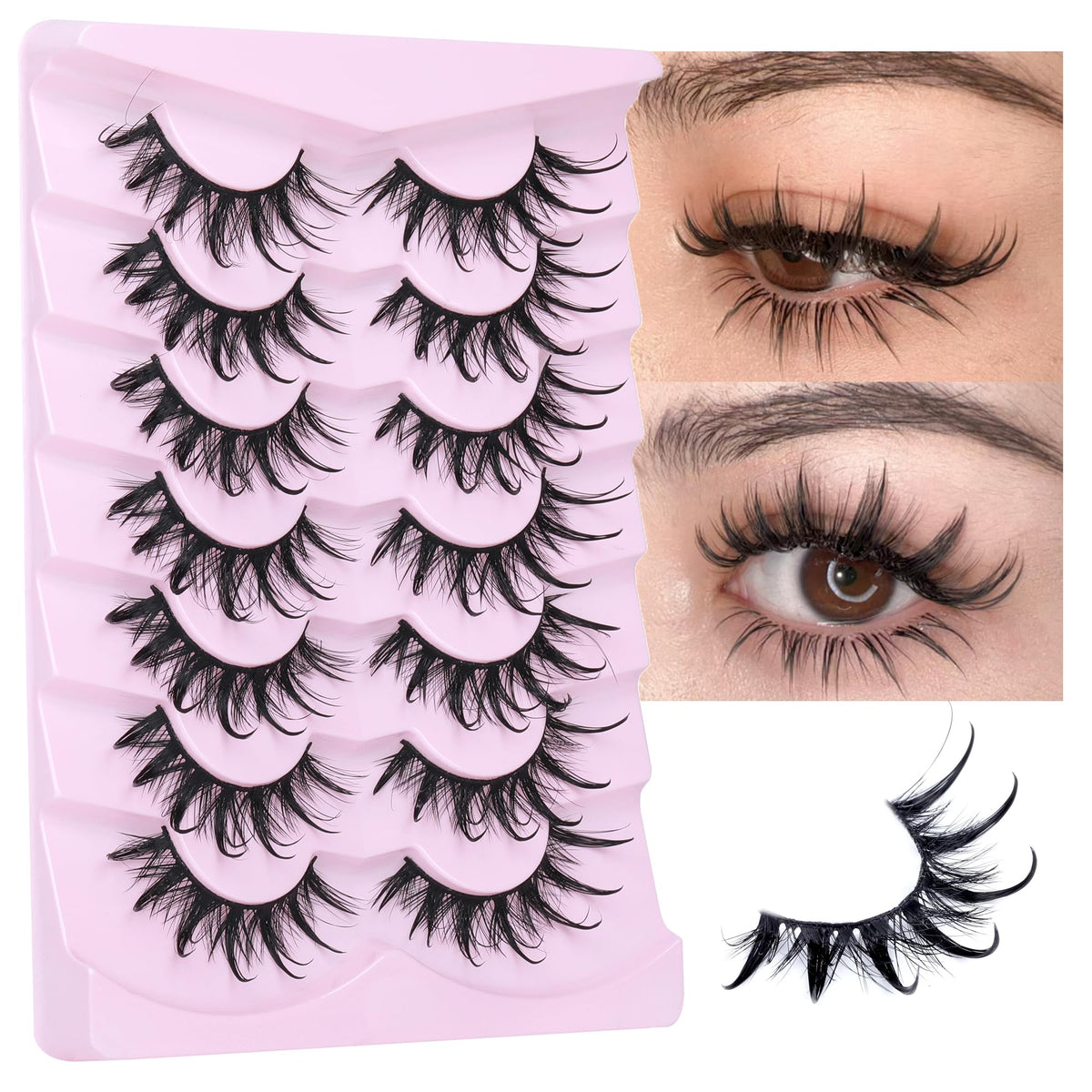 EYDEVRO Manga Lashes Wet Look Thai Style Anime Cosplay False Eyelashes 18mm Spiky Thick Dramatic Doll Lashes Japanese Korean Lashes 7 Pairs