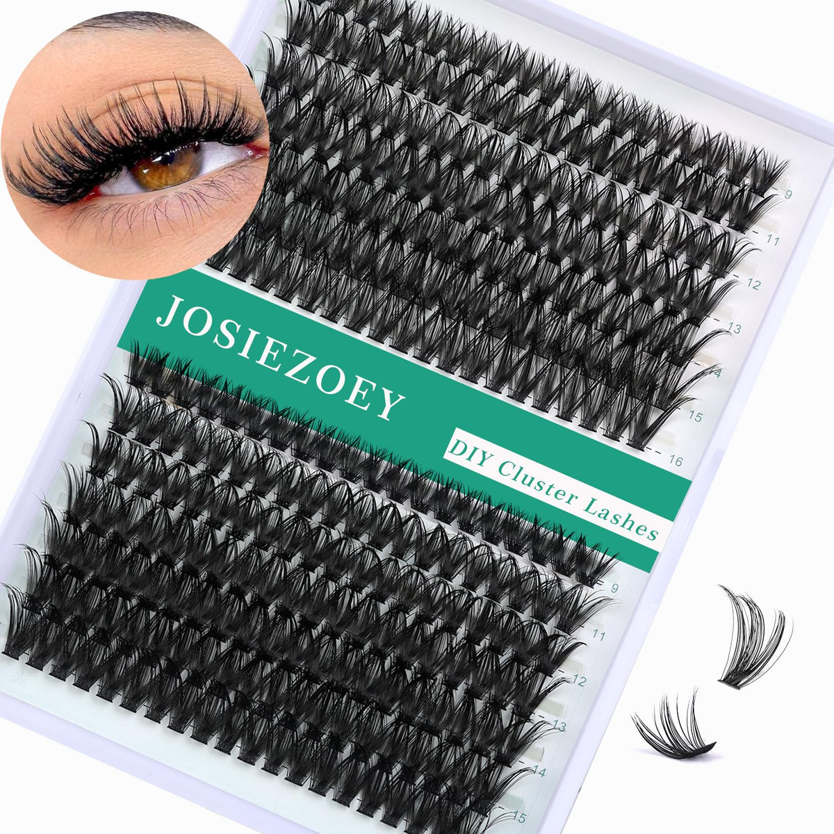 JOSIEZOEY Lash Clusters 40D+50D Individual Lashes 280pcs 0.07D 9-16mm Lash Extensions Cluster Lashes Thin Band Natural Cluster Eyelashes DIY Eyelashes Extension at Home(0.07D-9-16MM-Thin Band-Natutal)
