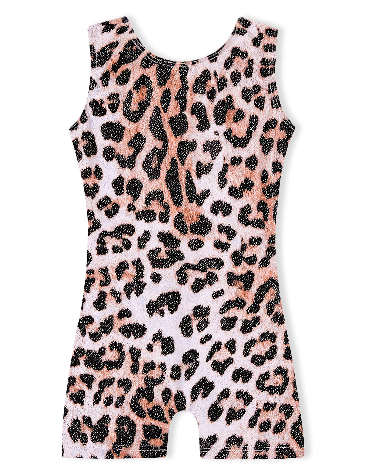 Domusgo Gymnastics Leotards for Girls Size 5-6 Years Old Shiny One Piece Brown Leopard Biketard
