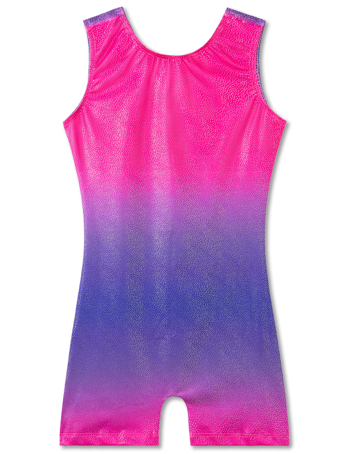 TENVDA Gymnastics Leotards for Girls 5-6 Years Old Sparkle Purple Pink Gradient Sleeveless Biketard Workout Unitards