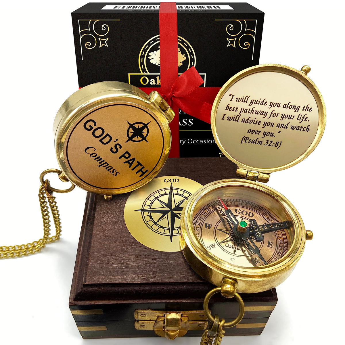 God's Path Compass - Religious Gifts for Men, Baptism Gift for Teenage Boys, Christian, Catholic, Communion, Confirmation, Graduation, Sentimental & Inspirational Present - Greeting Card Included