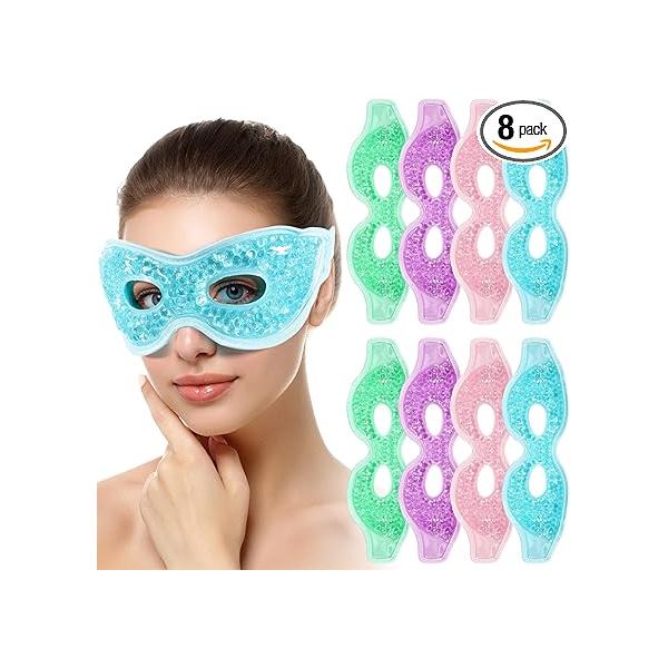 Panitay 8 Pcs Gel Eye Mask Cooling Bead Packs for Puffy Hot Cold with Plush Backing Reusable Compress Dry Stress Skin Care