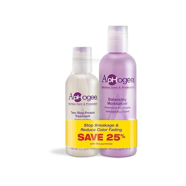 Aphogee Serious Hair Care Double Bundle (Twostep Protein Treatment 4 Fl Oz and Balancing Moisturizer 8
