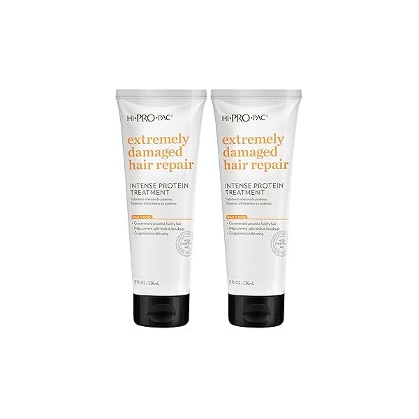 Hi-Pro-Pac Hair Mask - Extremely Damaged Repair (2-Pack) 8 fl oz Intense Protein Treatment Masque Deeply Conditions, Fortifies, and Helps Prevent Split Ends Breakage