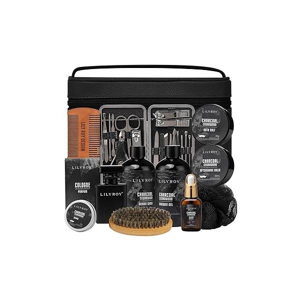 Father's Day Gift for Men - Luxury 30-Piece Bath & Beard Set Men, Body Care Kit Him with Wax | Christmas, Valentine's Day, Birthday, Spa Travel Bag Dad