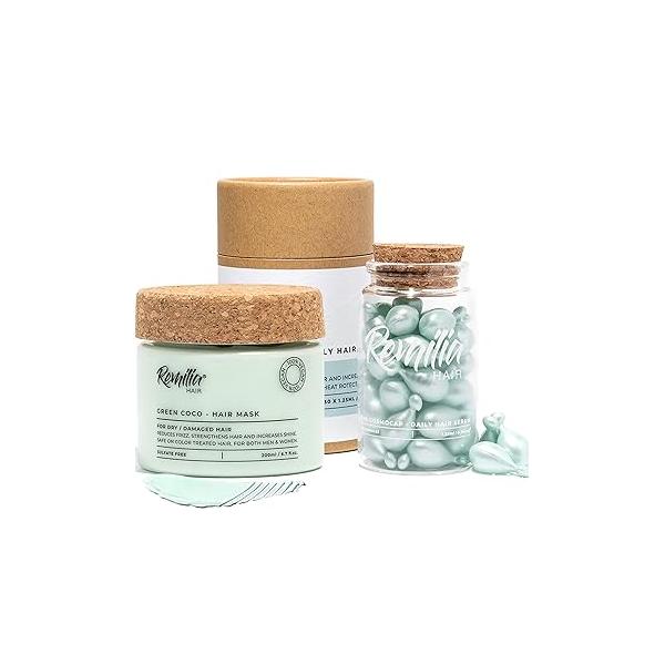 Remilia Hair Serum & Keratin Mask for Frizzy, Dry Damaged Growth - Deep Conditioning Protein Treatment Color Safe Heat Protectant Oil with Amino Acids For All Types