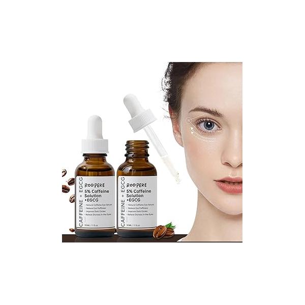 Caffeine Eye Serum With EGCG For Dark Circles and Puffiness, 30ML Anti Aging 5% Solution Puffy Eyes, Fine Lines, Moisturizing Under Serum.