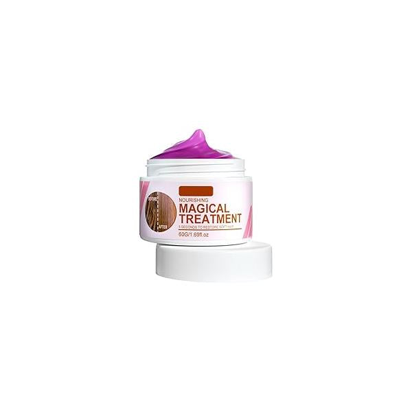 Keratin Repair Hair Mask, Magical Mask for Women Steam-Free Silky Perm Dye Moisturizing Hydrating Frizz Damage Smoothing Straightening 60g/1.69 Fl oz