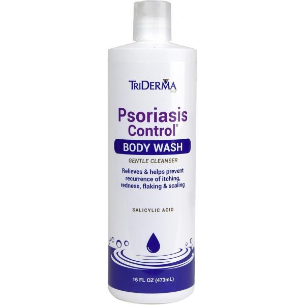 TriDerma Psoriasis Control Body Wash - Gentle 2% Salicylic Acid Cleanser, AP4 Aloe Vera Gel Treatment Soothes Itching, Redness, Flaking No Cortisone or Coal Tar 16 oz