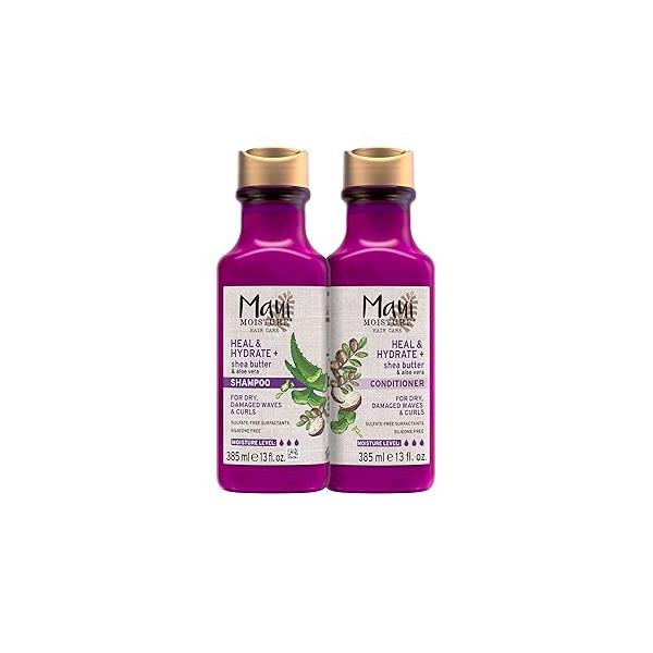 Maui Moisture Heal & Hydrate + Shea Butter Shampoo Conditioner to Repair Deeply Moisturize Tight Curly Hair with Coconut Macademia Oils, Vegan, Silicone, Paraben Sulfate-Free, 13 Fl Oz (Pack of 2)