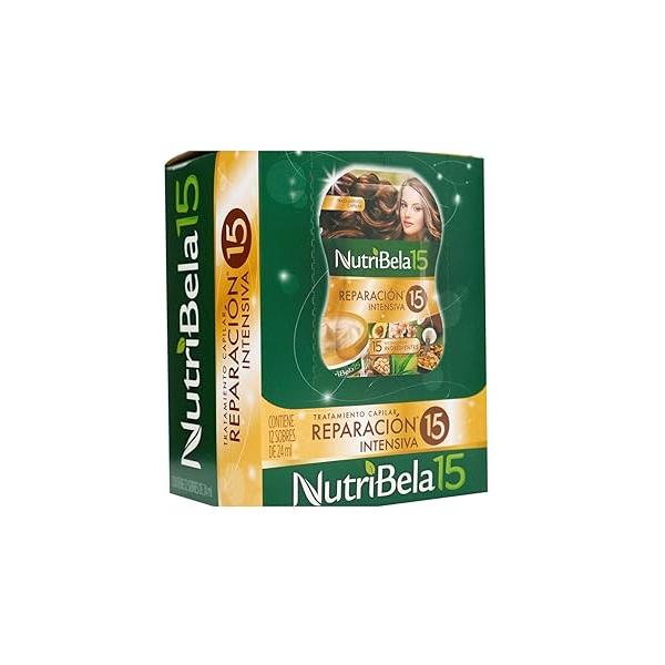 NutriBela 15 Intensive Hair Repair Treatment, 12 Sachets, Deep Conditioning Mask, Reparacion intensiva, Mascarilla para nutrir