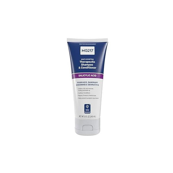 MG217 Psoriasis Shampoo and Conditioner with Salicylic Acid, Therapeutic Scalp Treatment, Softens, Lifts, Removes Scaling, Acid Conditioner, 8floz Tube