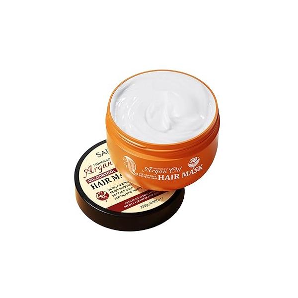 For SADOER Argan Oil Hair Mask,Smooth Slip Fluffy Hairstyle,Moisturizing and soothing Care Masks,nourishes hair,leaving it strong shiny 250g 8.8 FL OZ