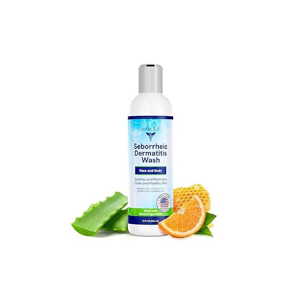 Seborrheic & Atopic Dermatitis Gentle Face Wash with Manuka Honey - Natural Organic Cleanser Body For Sensitive Skin Hypoallergenic, Paraben Free Sulfate Acne (8oz)