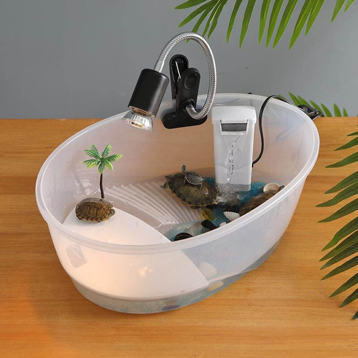 mfkdald Turtle Tank Aquarium, Turtle Habitat Reptile Plastic Terrarium Safe Durable, Turtle Tank With Lid Prevent Tortoise From Climbing Escaping