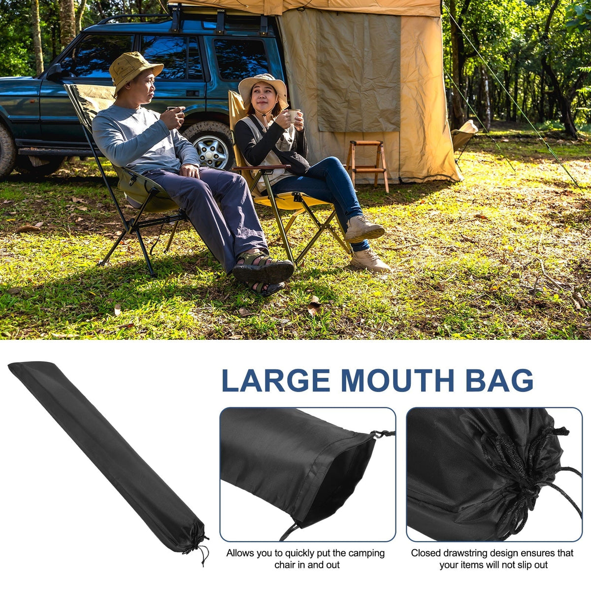 Camp Chair Replacement Bag 18" x 6" Nylon Carrying Bag for Folding Camping Chair Hammock Yoga Mat Black