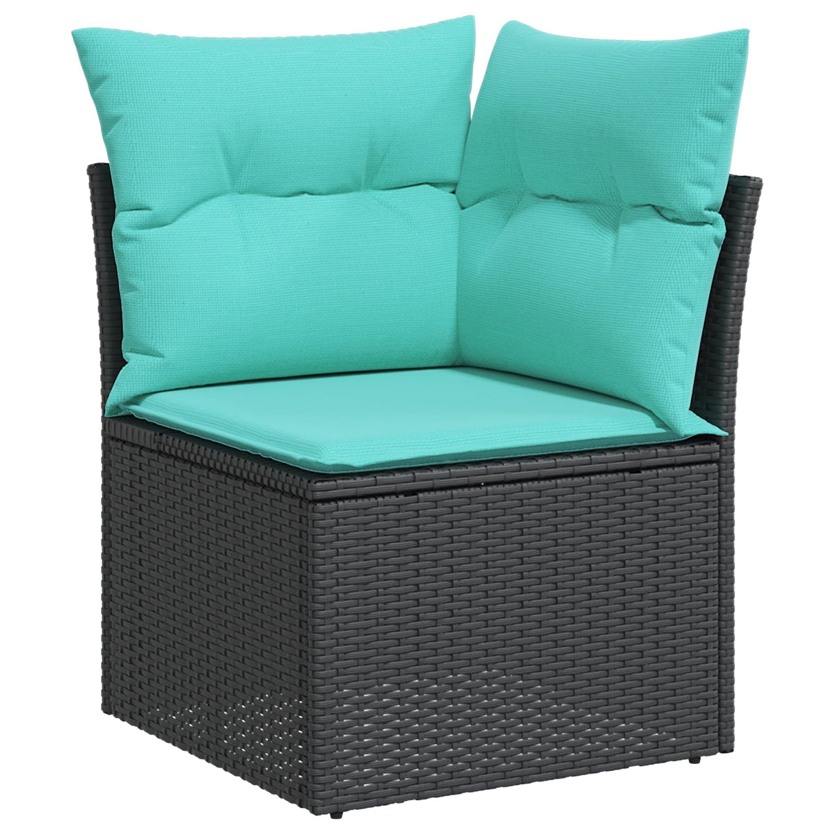 vidaXL 7 Piece Garden Sofa Set with Cushions Black Poly Rattan, vidaXL 2-Seater Garden Sofa with Cushions Black Poly Rattan