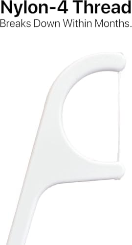 Sea Turtle Dental Floss Picks - Corn Starch Handle - Thin Thread Tooth Flossers - Mint (50)