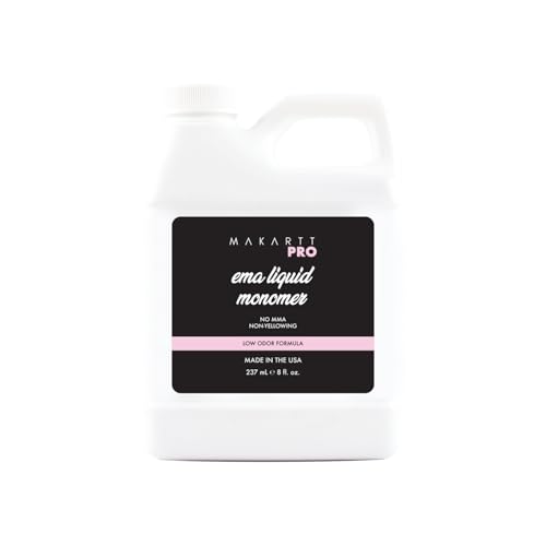 Low Odor, MMA Free Monomer, Non-Yellowing Professional Grade Formula, Beginner Nail Tech Friendly - Essential Acrylic Nail Supply for Nail Technicians (8 fl oz)