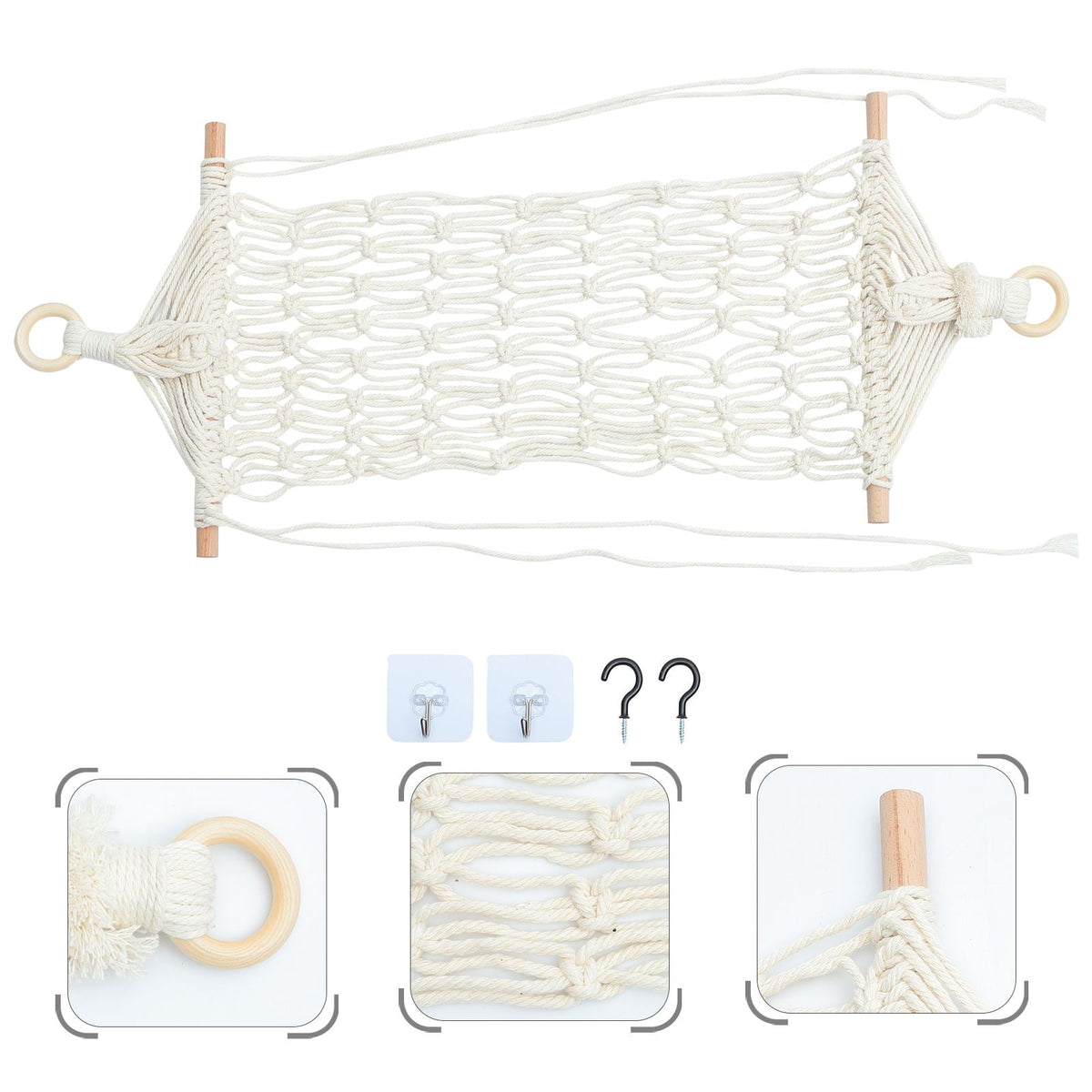 TAILTOSS 1 Set Fruit Hammock for Kitchen with White Cotton and Composite Material
