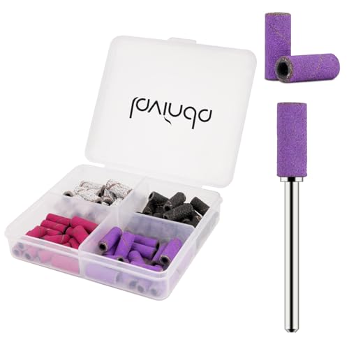 Lavinda Nail Drill Bits 80#120#180#240# Small Sanding Bands for Nail Drill 4 Color Electric File Nail Sanders with 3/32" Mandrel Bit for Manicure & Pedicure 80 Piece (Multicolor)