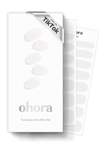 ohora Semi Cured Gel Nail Strips (N Bare Crystal) - Works with Any Lamps, Salon-Quality, Long Lasting, Easy to Apply & Remove - Includes 2 Prep Pads, Nail File & Wooden Stick