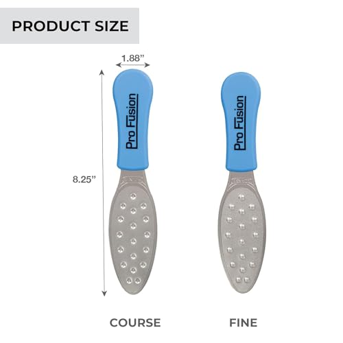 ForPro Pro Fusion Stainless Steel Pedi File - Coarse, Double-Sided Professional Quality - Blue Handle Pedicure File for Heels and Feet - 8.25” L