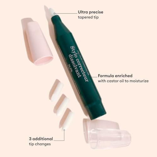 Manucurist Nail Polish Corrector Pen - Gel Nail Polish Corrector Pen + 3 Tapered Refill Tips - Acetone Free, Bio-Sourced Nail Polish Remover Brush - Gel Nail Polish Accessories Transparent