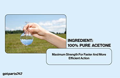 100% Pure Acetone 1 Pint - Strong Fast Acting Nail Polish Remover for Home & Commercial Applications - Removes Polish frm Natural, Gel, Shellac Nails & Dip Nails - 16 oz