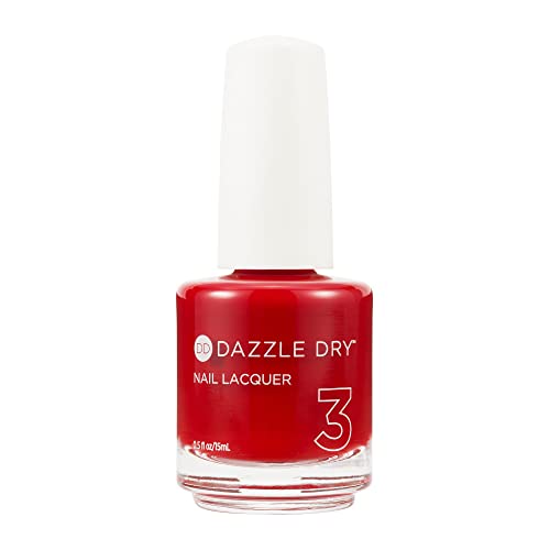 Dazzle Dry Nail Lacquer (Step 3) - Lit - A semi-sheer bright red with blue undertones. Semi-sheer cream. (0.5 fl oz)
