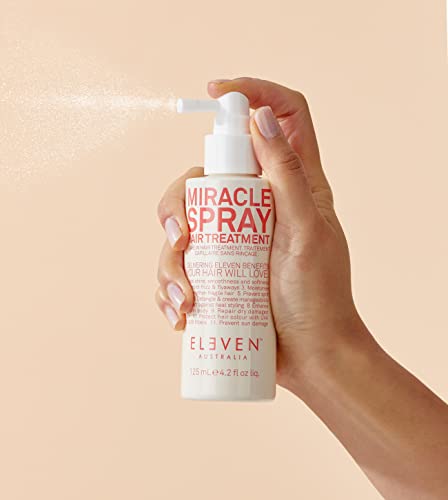 ELEVEN AUSTRALIA Miracle Spray Hair Treatment Leave-In Conditioner for Hydration, Frizz Control, Heat Protection & Strength – Lightweight, Nourishing Formula for All Hair Types - 4.2 Fl Oz