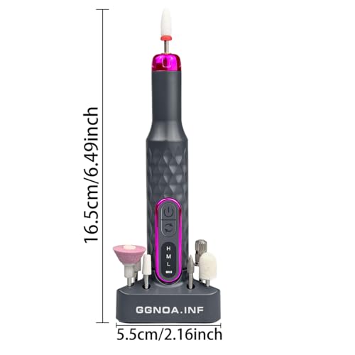 Nail Drill,Adjustable 15000 RPM Portable Cordless Professional Electric Nail Polish Machine with Nail Clippers,Bits Kit,Manicure Pedicure Polishing Shape Tools for Manicure Salon (Grey)