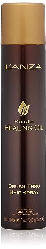 L'ANZA Keratin Healing Oil Brush Thru Hair Spray with Medium Hold Effect, For a Shiny Finishing and a Long-lasting Look, With Triple UV and Heat Protection, Suitable For All Hair Types (10.6 Fl Oz)