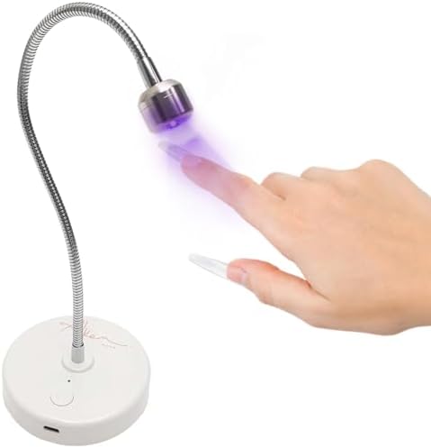 ALLKEM Flash Cure UV Nail Lamp – Gooseneck Gel Nail Light – Cordless Rechargeable LED Curing Lamp for Home & Salon Use – Silver, 3W