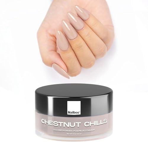 Nailboo Dip Powder for Nails, Chestnut Chills – Beige Nail Dipping Powder, Custom Made with Highly Pigmented Ultra-Fine Formula, No UV Light Needed, DIY Nails at Home for Beginners or Pros, 0.5 oz