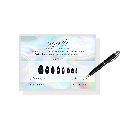 Press On Nail Sizing Card | 30 Pack | 5x7" inch Large Postcard |Press-On Nail Supplies | For DIY Press-On Nail Kit | Sizing Guide for Press-On Nails | Holographic Design