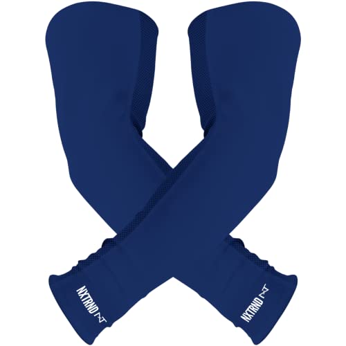 Nxtrnd Air-TEK Arm Sleeves, Breathable Football Arm Sleeves, Compression Arm Sleeves for Men, Sold as a Pair (Medium, Navy Blue)