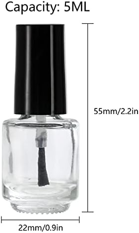 ZENFUN 50 Pack 5 ml Empty Nail Polish Bottles with Brush Cap, Clear Nail Polish Containers with 6 Funnel in Bulk, Glass Refillable Nail Bottles for Nail Art, Samples