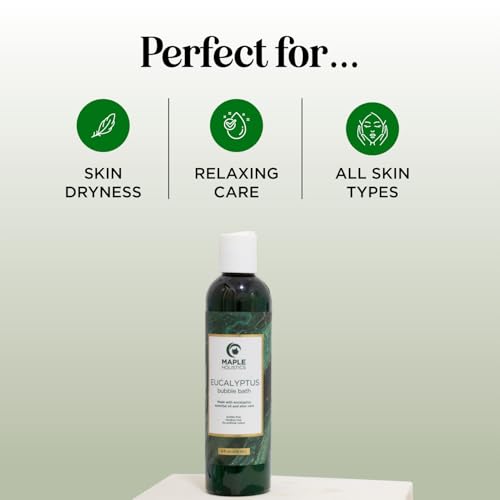 Premium Eucalyptus Bubble Bath Soap - Sulfate Free Adult Bubble Bath for Women and Men with Relaxing Essential Oils with Vitamin E - Foaming Bath Oil for Dry Skin Featuring Aromatherapy Oils