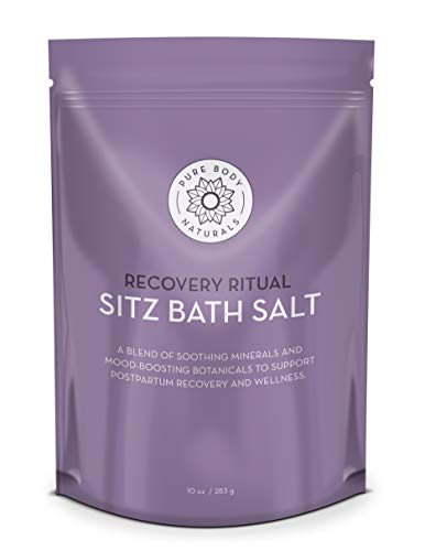Pure Body Naturals Sitz Bath Salt – Postpartum Care and Hemorrhoid Treatment – Natural Soak for Self Care and Hemmoroid Treatment - Post Partum Essentials, 10 Oz