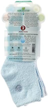 Earth Therapeutics Aloe Vera Socks – Infused with Natural Aloe Vera & Vitamin E – Helps Dry Feet, Cracked Heels, Calluses, Dead Skin - Use with Your Favorite Lotions - Blue Plaid