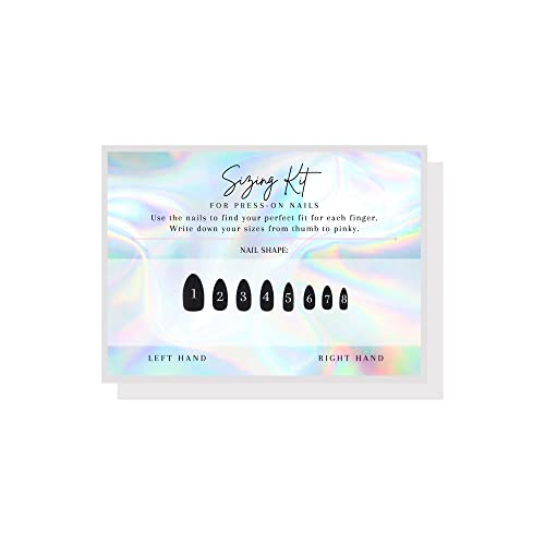 Press On Nail Sizing Card | 30 Pack | 5x7" inch Large Postcard |Press-On Nail Supplies | For DIY Press-On Nail Kit | Sizing Guide for Press-On Nails | Holographic Design