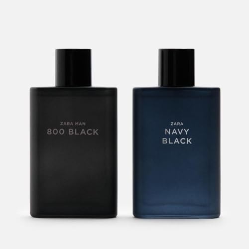 Zara Man Navy Black + 800 Black Cologne Set for Men EDT Eau de Toilette 2x 90 ML (3.04 FL. OZ)