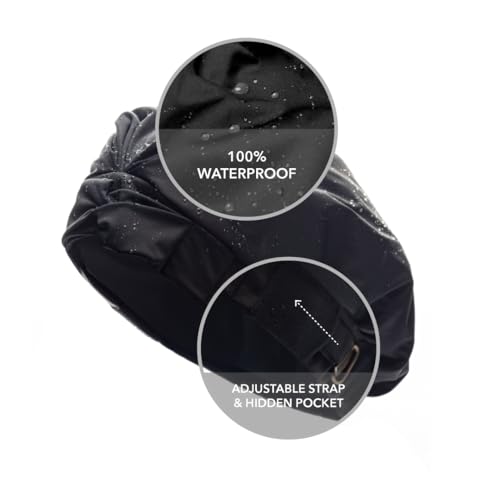 Hairbrella Luxurious Satin-Lined Adjustable Shower Cap For Women, 100% Waterproof, Reusable, Washable, Breathable, No Plastic (Black)