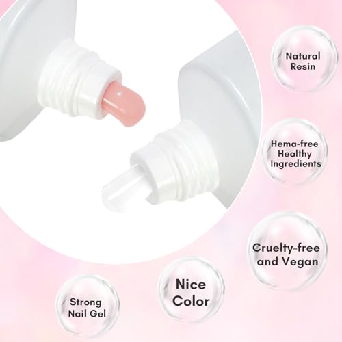 Makartt Poly Nail Gel Set Clear Nude Pink 2PCs 50ML Gel Builder for Extension Natural-Looking Nail Strengthener 3D Diy Hard Gel Manicures Home Salon