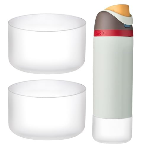 WK IEASON 2Pcs Silicone Water Bottle Boot for Owala 24oz, Protective Flask Bottom Cover Base for Owala FreeSip Twist and Flip Flask Bottles (Clearx2, 24OZ)