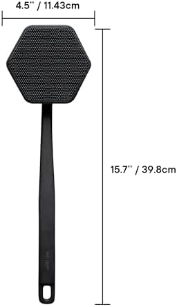 TOOLETRIES Silicone Back Scrubber - Exfoliating Shower Brush, Back Washer for Men, Durable Back Brush with Long Handle - Long Lasting Bath & Shower Accessories - Charcoal