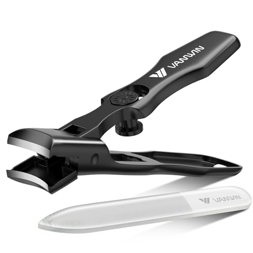 German Nail Clippers for Men Thick Nails, VANWIN Toenail Clippers for Seniors Large Wide Jaw Opening, Heavy Duty No Splash Fingernail Clipper with Safety Lock Nail Clippers with Catcher for Women
